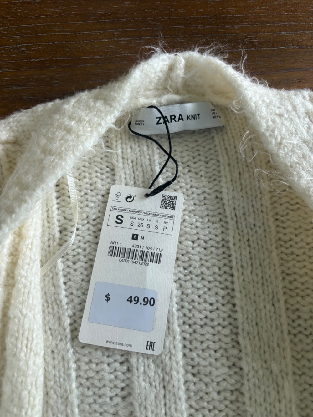 ZARA Knit Sweater, White, Womans S *NEW* - Picture 2 of 2